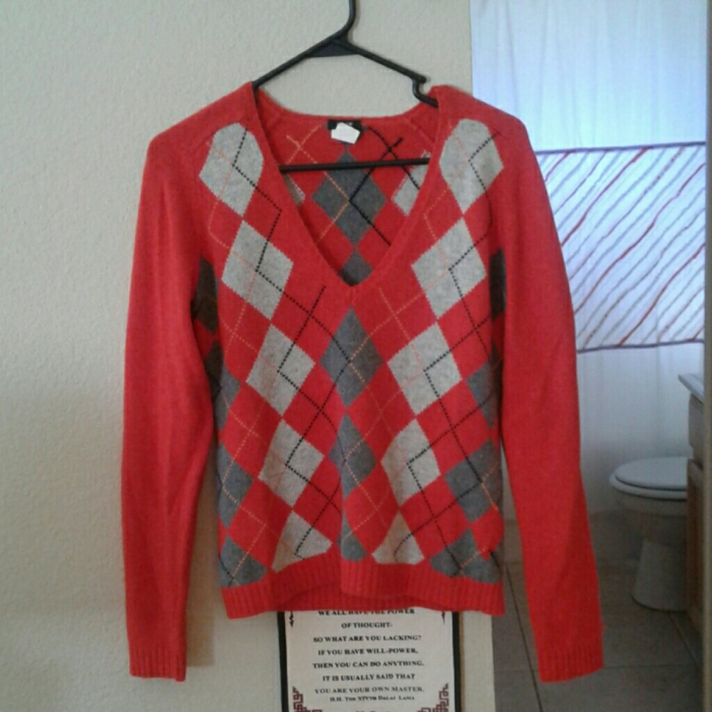 V neck, argyle sweater from J. Crew.